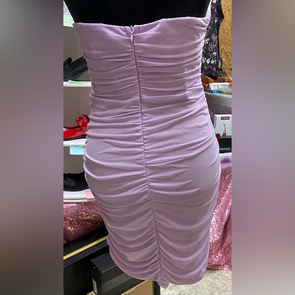 Elegant Lavender Ruched Dress, NWOT - Picture 3 of 3